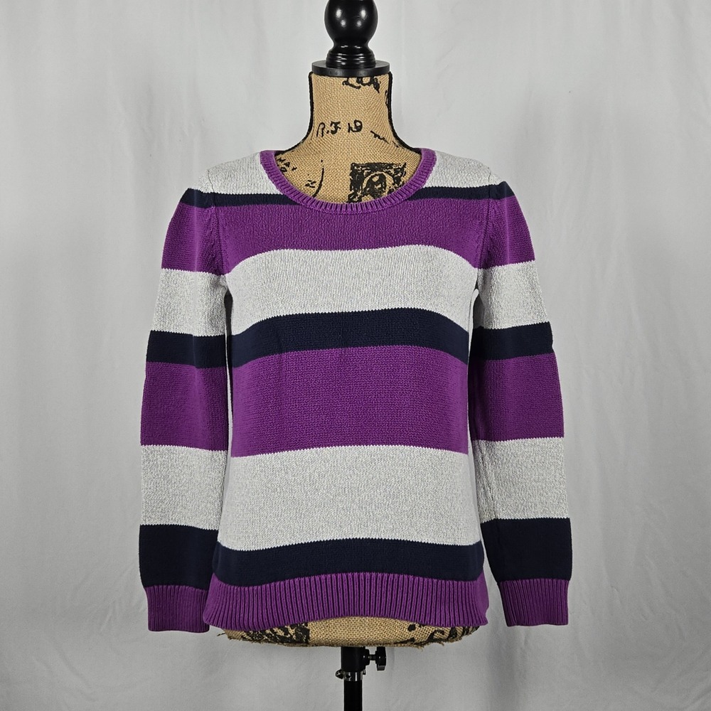 Tommy Hilfiger Women's M Preppy Colorblock Stripe Crewneck Sweater
